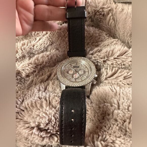 Don&Co Bold & Brilliant - Men’s Oversized Diamond Watch with Leather Strap - Picture 7 of 17